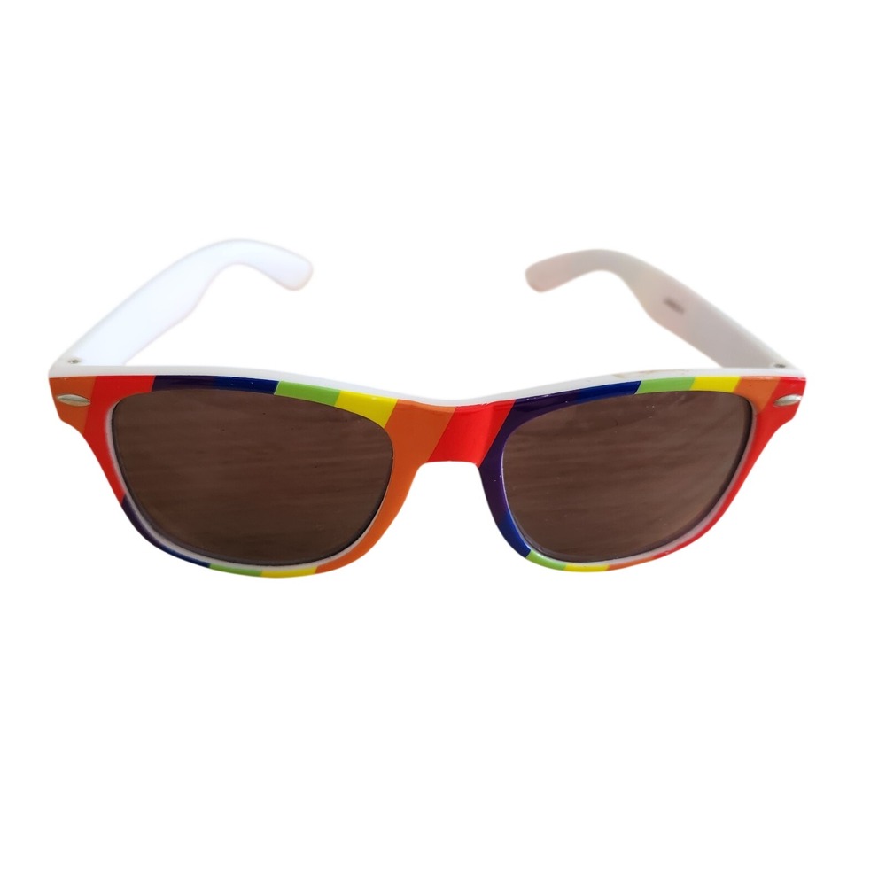 Deep Eddy‎ Vodka Wayfarer Style Sunglasses-White Gloss Frame, Pride Rainbow